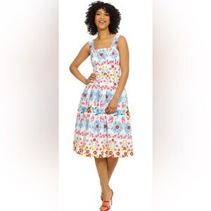 Maggy London Women's Sleeveless Shoulder Strap Dress with Full Skirt